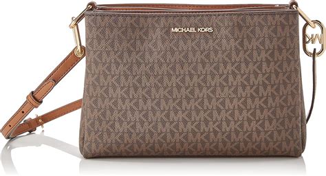 michael kors trisha medium logo crossbody bag triple brown|Michael Kors trisha handbag.